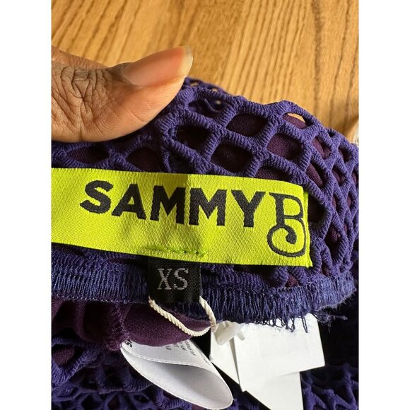 Sammy B Diamond Mesh Bootcut Pants Purple Flared Trashy Y2K NWT Lined Party XS - Picture 4 of 15